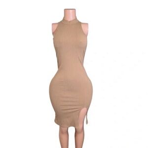 Elegant Tan Sleeveless Dress